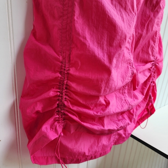 Rare NO COMMENT Women's Hot Pink SKIRT Rutched Sides Midi Skirt Sports Sz L - Picture 4 of 12